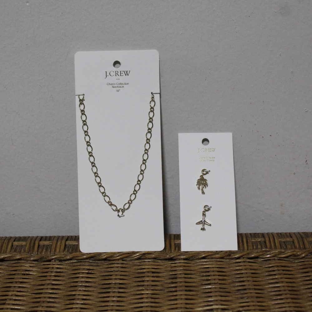 J. Crew Charm Collection 16" Necklace &.Vacation Charms Set-of-two For Women.
